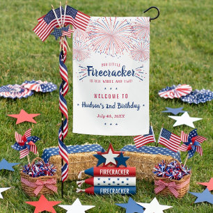 Red, White & Two! 4th Of July 2nd Birthday Welcome Garden Flag