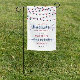Red, White & Two! 4th Of July 2nd Birthday Welcome Garden Flag