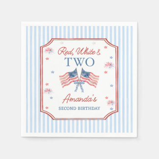 Red White & Two 4th of July Birthday Napkins