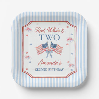 Red White & Two 4th of July Birthday Paper Plates