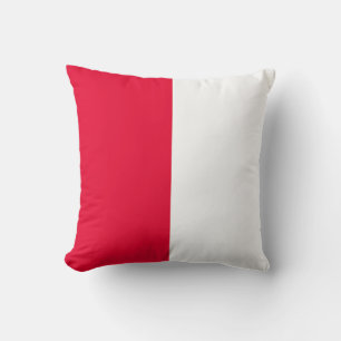 Red White Two Color Tone Half Split Throw Pillow