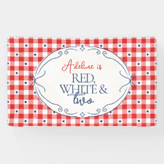 Red White & Two Second Birthday Party Banner