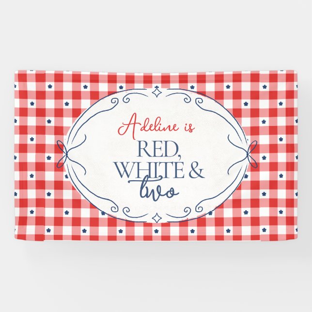 Red White & Two Second Birthday Party Banner (Horizontal)