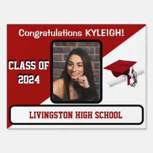 Red & White Two-Sided Graduation Lawn Sign