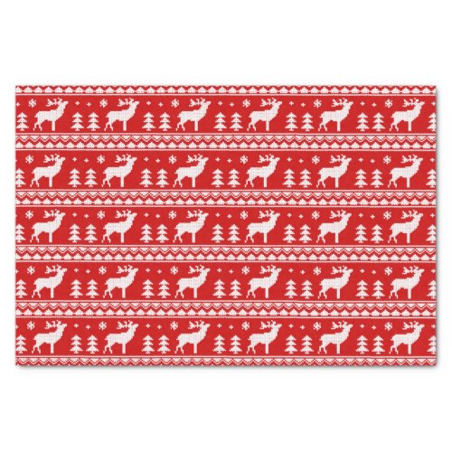 Red White Ugly Christmas Sweater Pattern Tissue Paper