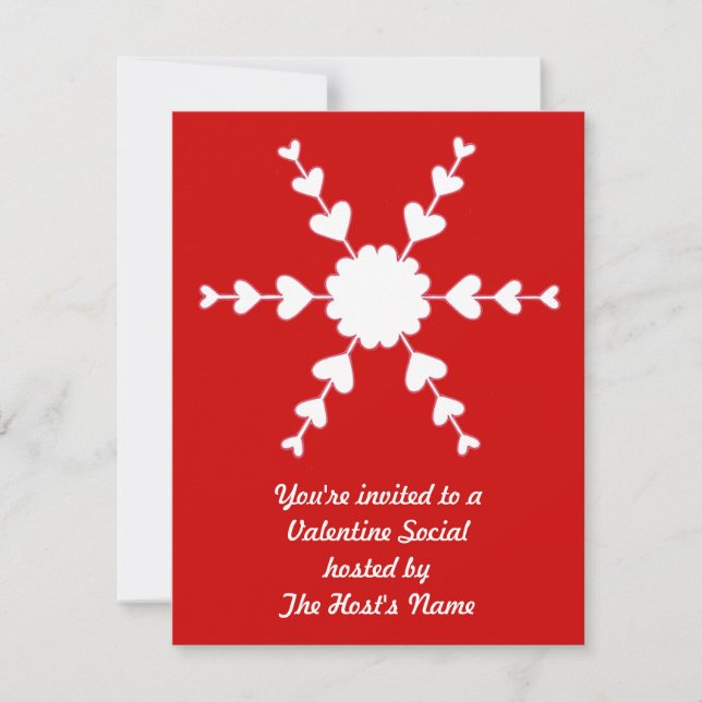 Red White Valentine Heart Snowflake Invitations (Front)