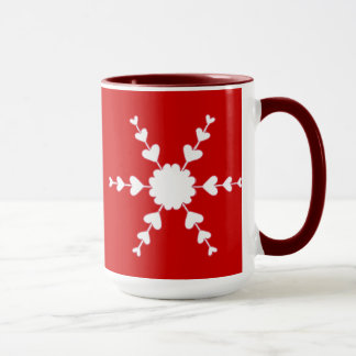 Red White Valentine Heart Snowflake Mugs