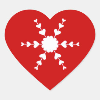Red White Valentine Heart Snowflake Stickers
