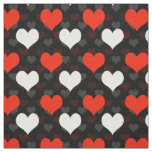 Red White Valentine Love Hearts Black Fabric