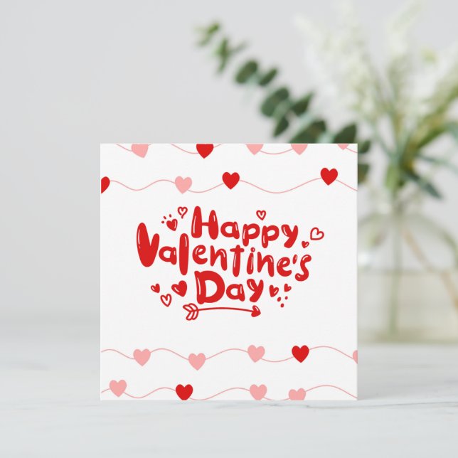 Red White Valentine's Day  Holiday Card (Standing Front)
