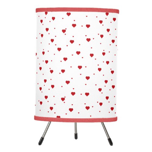 Red  White Valentines Hearts Pattern Tripod Lamp