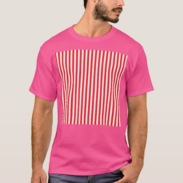 Red White Vertical Stripe T-Shirt (Front)