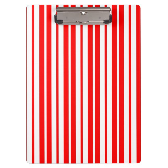 Red White Vertical Stripes Pattern Design Clipboard (Front)