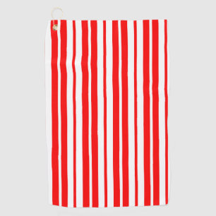 Red White Vertical Stripes Pattern Design Golf Towel