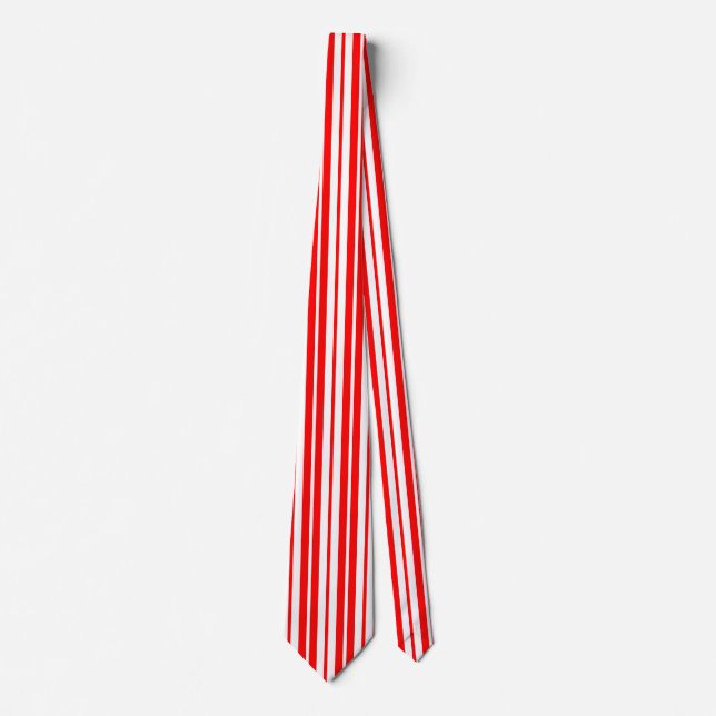 Red White Vertical Stripes Pattern Design Neck Tie (Front)