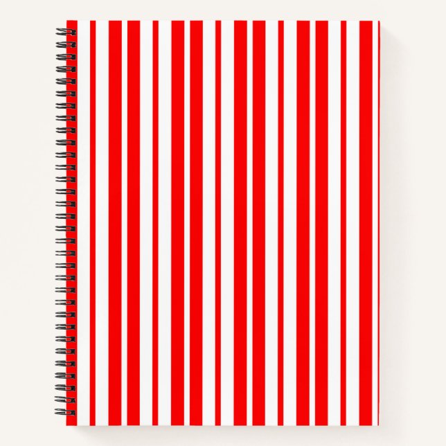 Red White Vertical Stripes Pattern Design Notebook (Front)