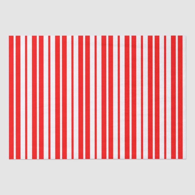 Red White Vertical Stripes Pattern Design Tissue Paper (Front)