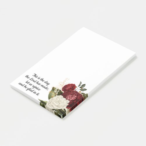 Red White Vintage Floral Christian Bible Verse Post_it Notes