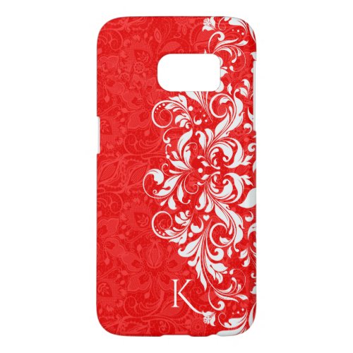 Red  White Vintage Floral Lace Samsung Galaxy S7 Case