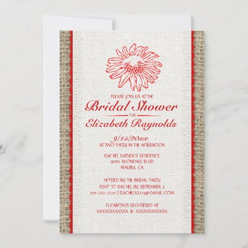 Red &amp; White Vintage Lace Bridal Shower Invitations