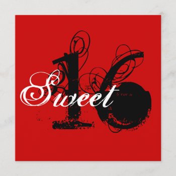 Red & White Vintage Sweet Sixteen Invitations by AllyJCat at Zazzle