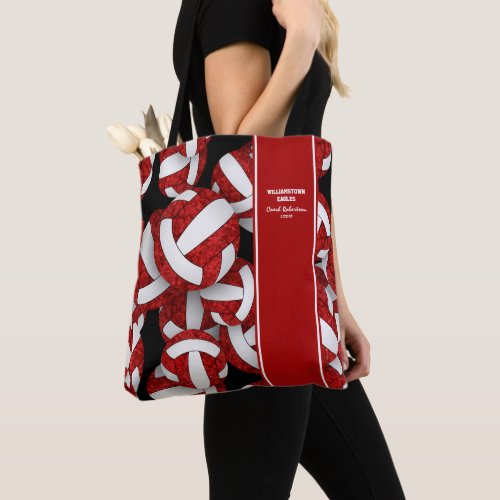 red white volleyball end of season team gifts tote bag