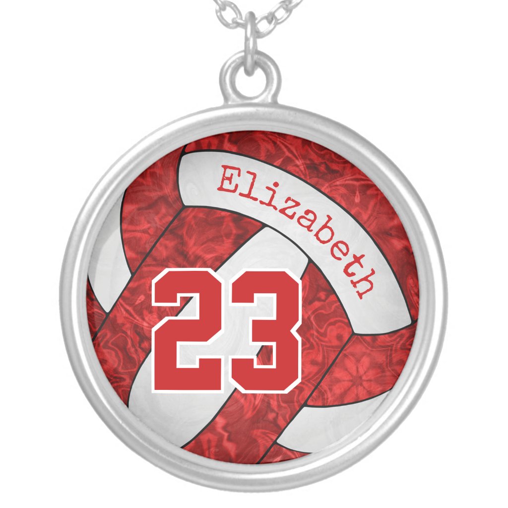 red white volleyball girls' team colors necklace
