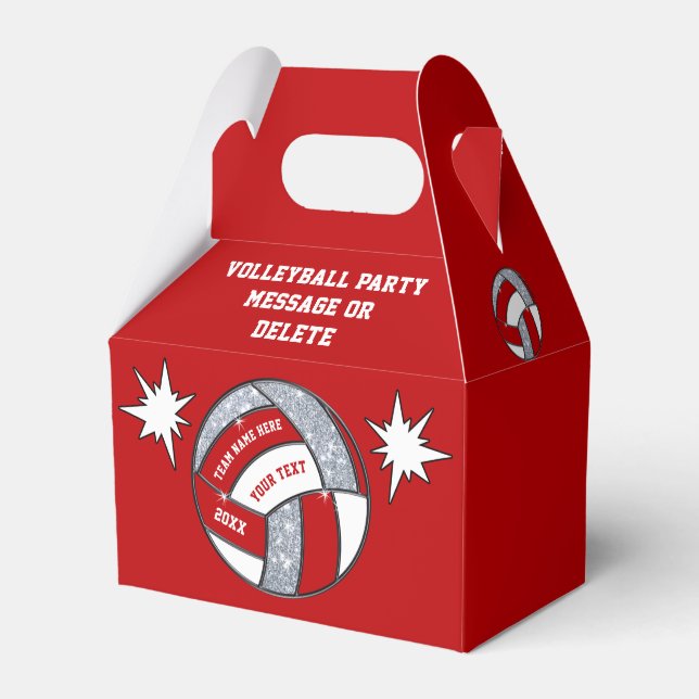 Red, White, Volleyball Party Ideas, Volleyball  Favor Boxes (Front Side)