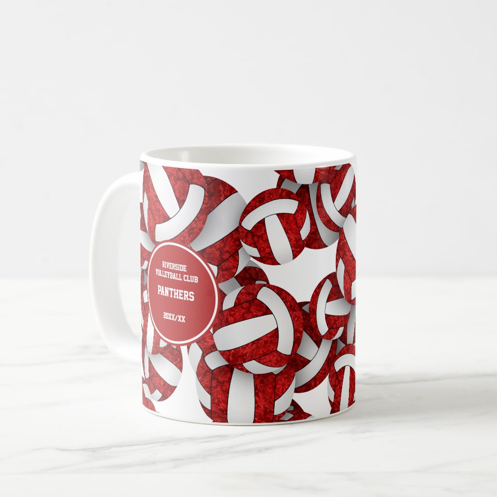 red white volleyball team colors coach name coffee mug