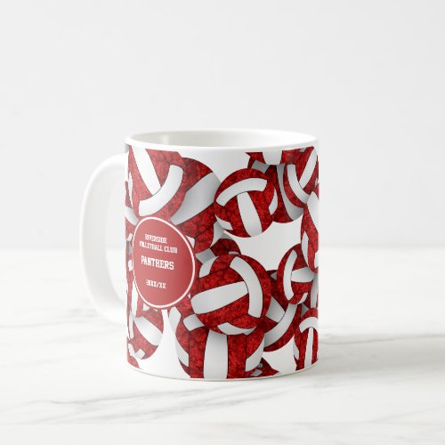 red white volleyball team colors coach name coffee mug
