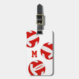 red white volleyball team colors girls boys luggage tag