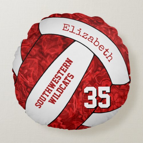red white volleyball team colors girls sports round pillow