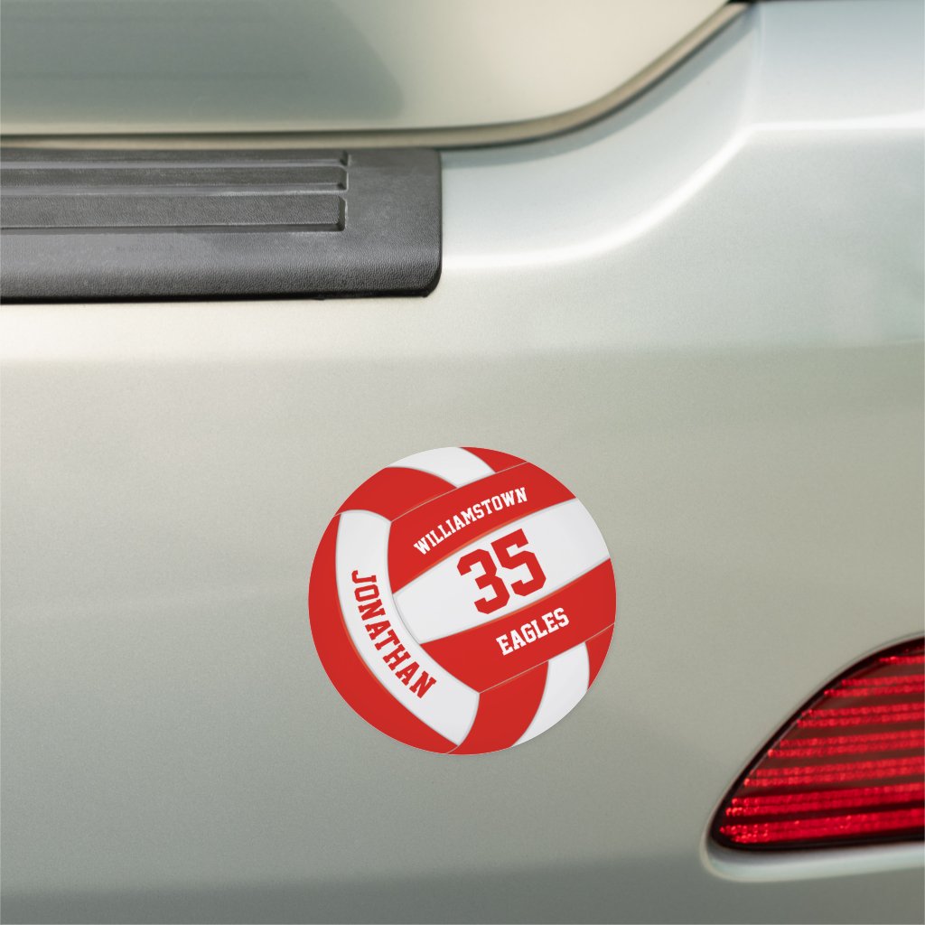 red white volleyball car magnet