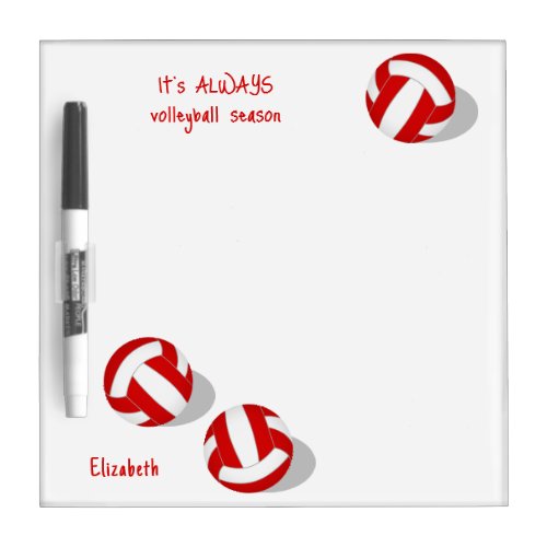 red white volleyballs girls name  dry erase board