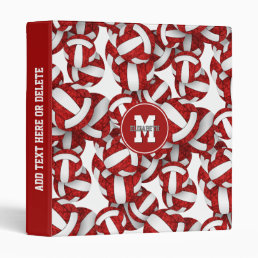 red white volleyballs sports girls team colors 3 ring binder
