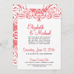 Red & White Wedding Invitation