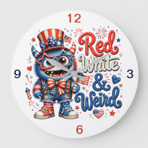 Red White & Weird (keepsake) Large Clock