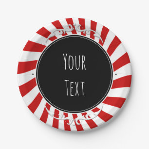 Red & White Whimsical Fun Stripes Party Paper Plates