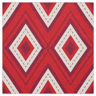 Red & white whimsical geometric Christmas pattern Fabric