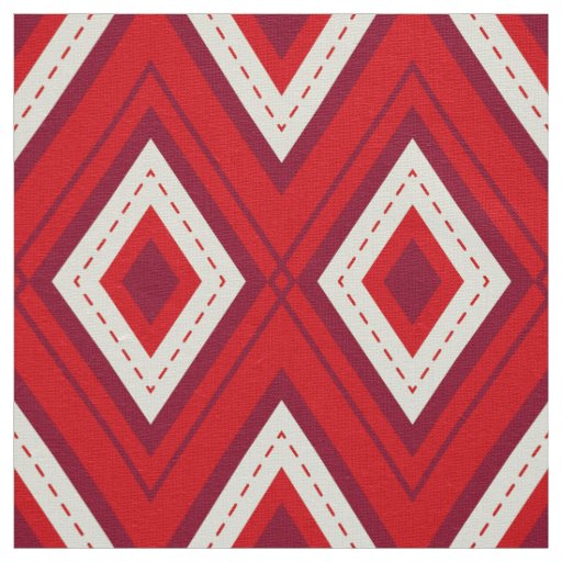 Red & white whimsical geometric Christmas pattern Fabric