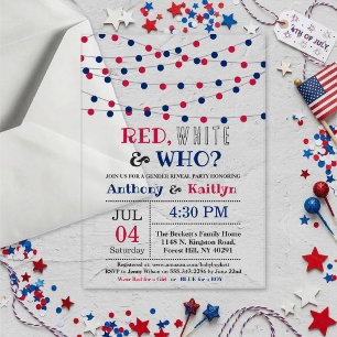 Red, White & Who? 4th Of July Gender Reveal Party Acrylic Invitations