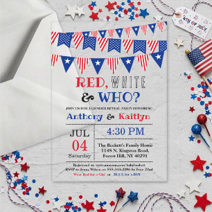 Red, White & Who? 4th Of July Gender Reveal Party Acrylic Invitations