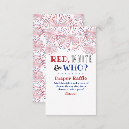 Red White  Who 4th Of July Gender Reveal Party Enclosure Card