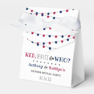 Red, White & Who? 4th Of July Gender Reveal Party Favor Boxes