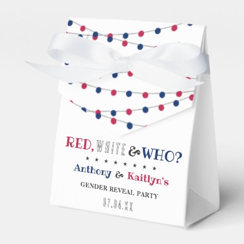 Red White  Who 4th Of July Gender Reveal Party Favor Boxes