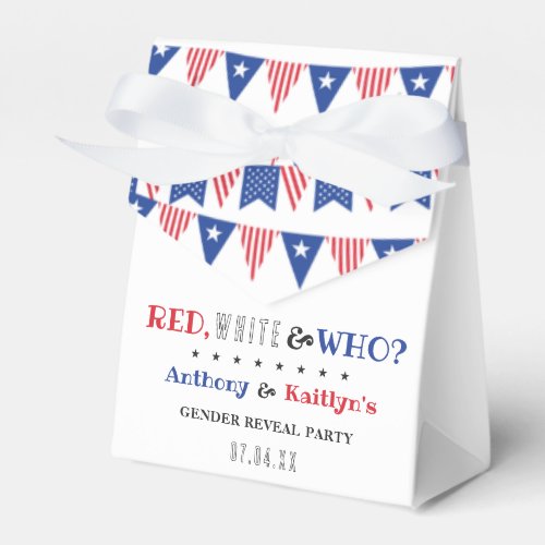 Red White  Who 4th Of July Gender Reveal Party Favor Boxes