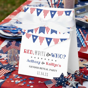 Red, White & Who? 4th Of July Gender Reveal Party Favor Boxes
