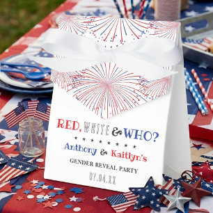 Red, White & Who? 4th Of July Gender Reveal Party Favor Boxes