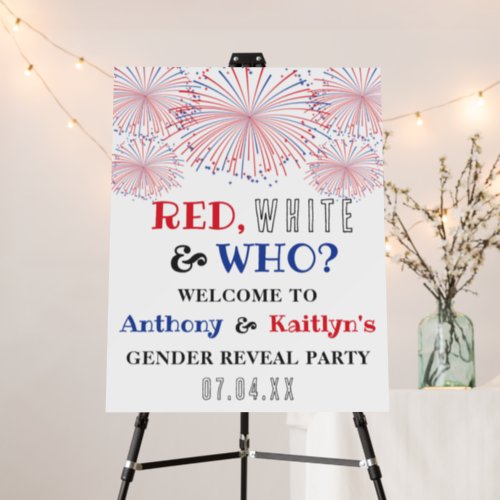 Red White  Who 4th Of July Gender Reveal Party Foam Board