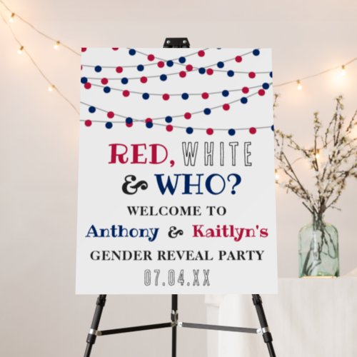 Red White  Who 4th Of July Gender Reveal Party Foam Board